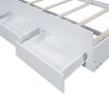 Twin Size Platform Bed with Storage LED Headboard, Twin Size Trundle and 3 Drawers, White